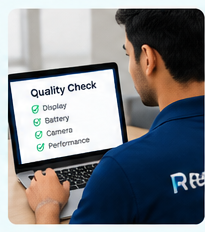 Quality testing a repaired mobile phone or laptop